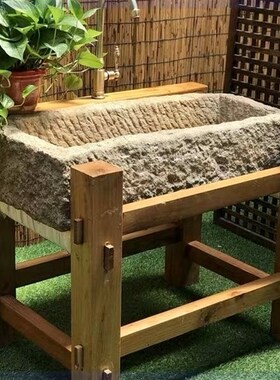 户外庭院石槽墩布池石盆水槽老牛槽马槽猪槽O鱼缸洗手盆阳台洗手