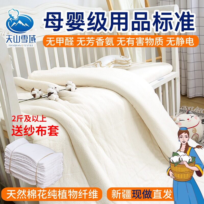 幼儿被儿童被床垫褥子夏凉被抱被薄被子新疆天山T雪域棉花被无网