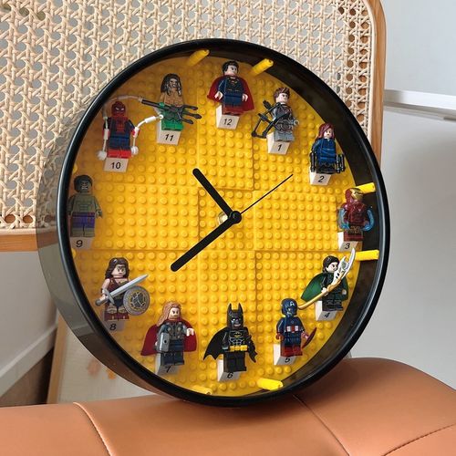 diy积木时钟人仔拼装相框小人偶情侣儿童墙面挂钟表玩具生日礼物