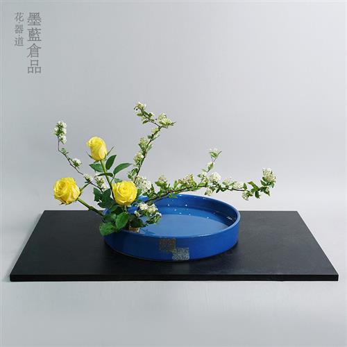 胡桃多层实木敷板 中式日式花道插花花器花瓶花盘装饰底座底托
