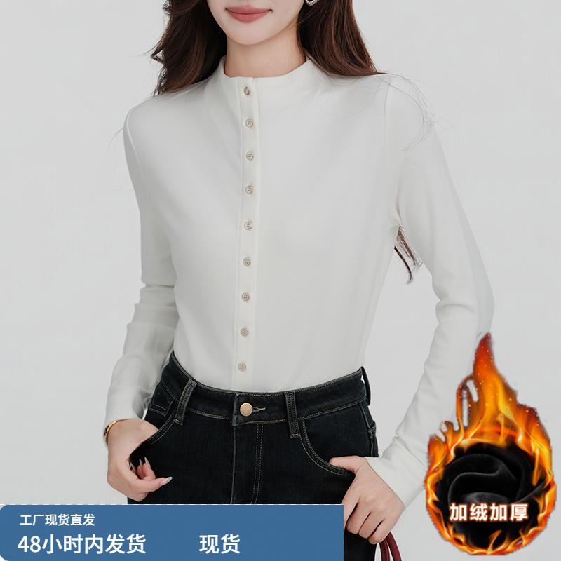 双面德绒衬衫女士春秋冬2025年新款加绒加厚爆款打底上衣长袖衬衣