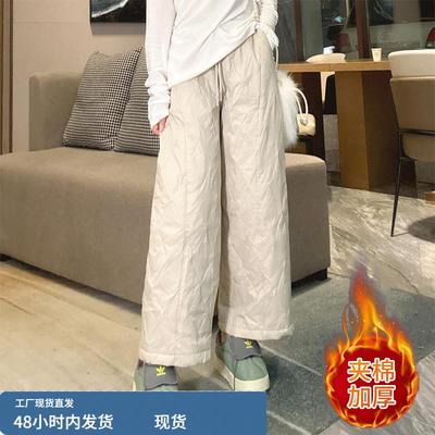 羽绒棉裤女士秋冬季2025年新款夹棉外穿妈妈加厚时尚打底宽松裤子