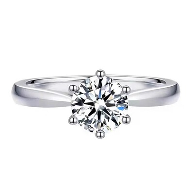 IGI河南培育钻石Pt950铂金经典六爪1克拉求婚订婚结婚戒指送女友