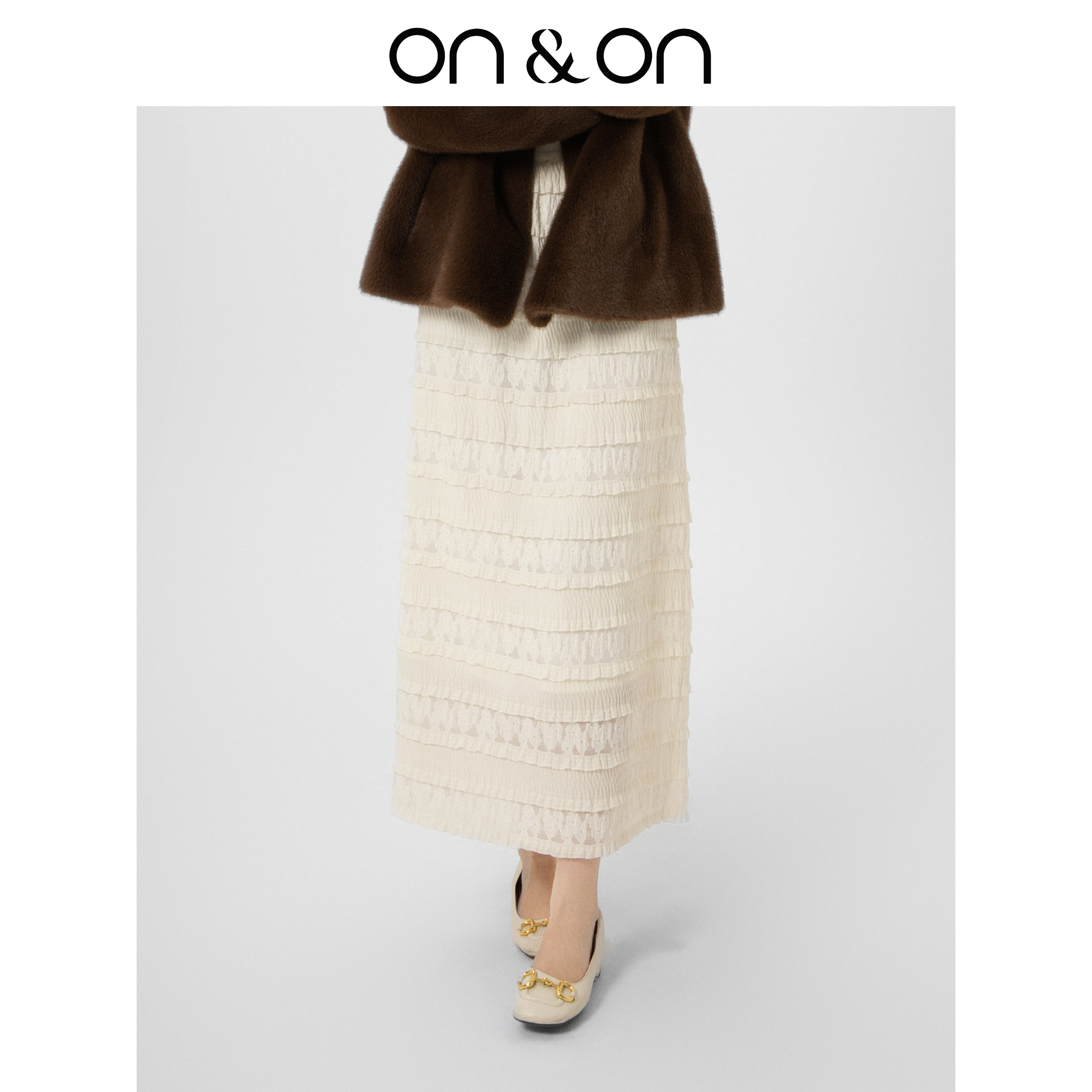 安乃安韩系时尚高腰蕾丝蛋糕半裙