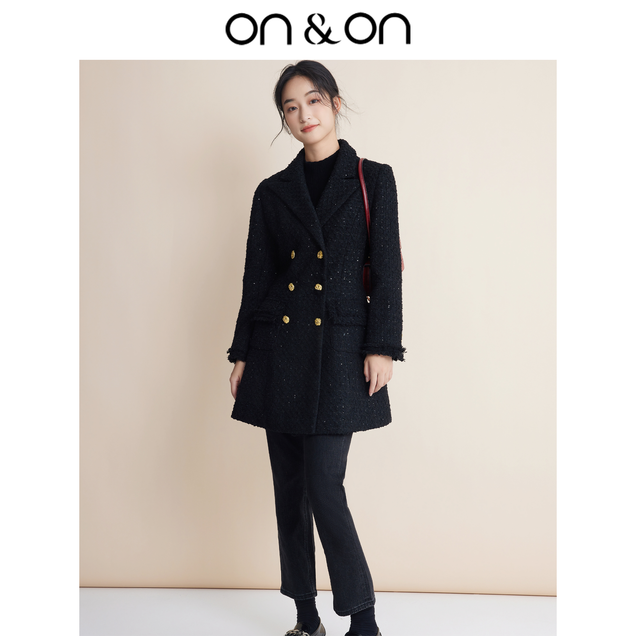 小香风中长款绵羊毛轻奢外套