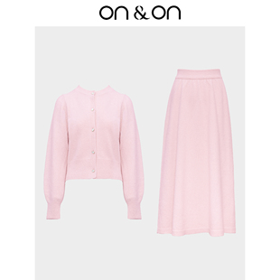 安乃安2025冬季 半裙套装 新款 温柔风圆领针织开衫 韩系时尚 ON＆ON