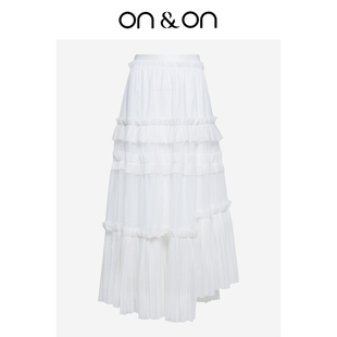 网纱长款 设计感不规则压褶时尚 半身裙 安乃安2025秋冬新款 ON＆ON