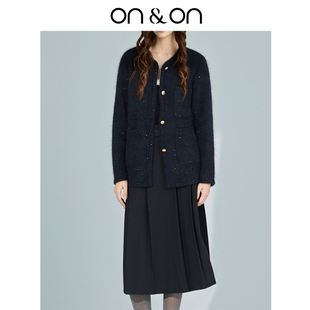 轻奢亮片小香风针织开衫 ON＆ON 安乃安韩系圆领时尚