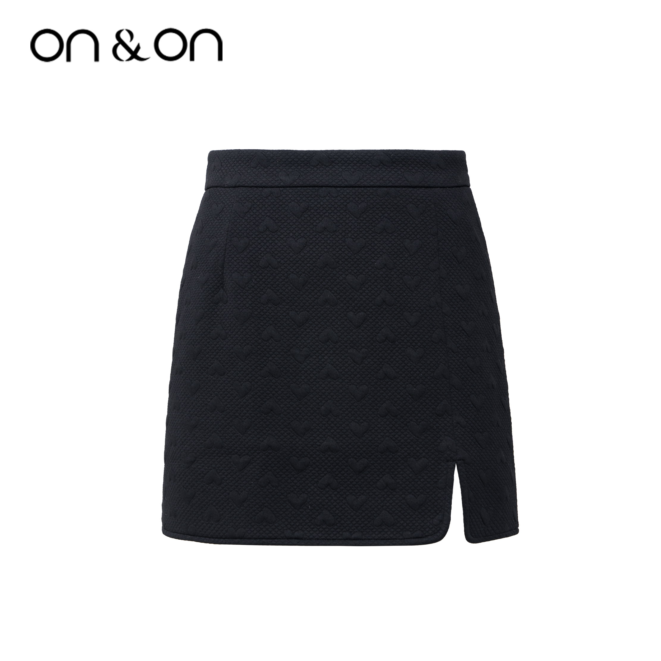 短A型韩系爱心提花高腰半身裙