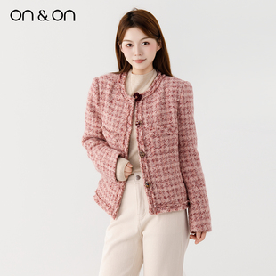 法式 新款 轻奢格纹气质羽绒廓形小香风外套 安乃安2025冬季 ON＆ON