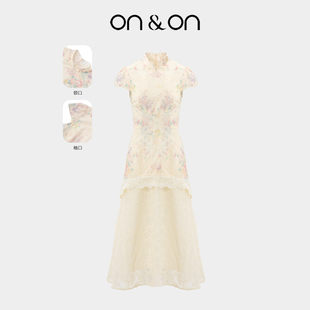 新中式 新款 刺绣晕染气质精致显瘦连衣裙女 安乃安2025夏季 ON＆ON