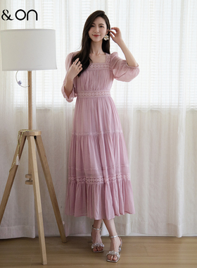 ON＆ON/安乃安2026春季新款法式蕾丝收腰气质浪漫可露丽防晒长裙