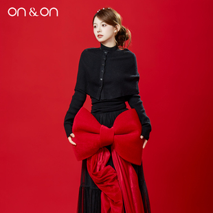 简约百搭针织毛衣 ON＆ON 韩系时尚 新款 排扣披肩女 安乃安2025冬季