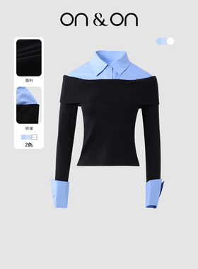 ON＆ON/安乃安2026春季新款韩系简约通勤时尚气质假两件针织衬衫