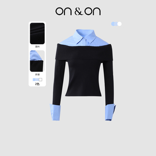 ON&ON/安乃安2026春季新款韩系简约通勤时尚气质假两件针织衬衫