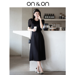 韩系轻奢优雅显瘦收腰气质淡人连衣裙 新款 ON＆ON 安乃安2025夏季