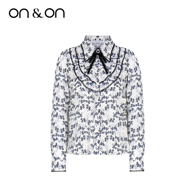 ON＆ON/安乃安20224春秋冬韩版英伦复古气质碎花女长袖薄款