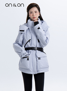 ON＆ON/安乃安2025冬季新款韩系气质收腰保暖抗风连帽冲锋羽绒衣