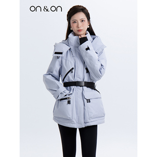 韩系气质收腰保暖抗风连帽冲锋羽绒衣 新款 ON＆ON 安乃安2025冬季