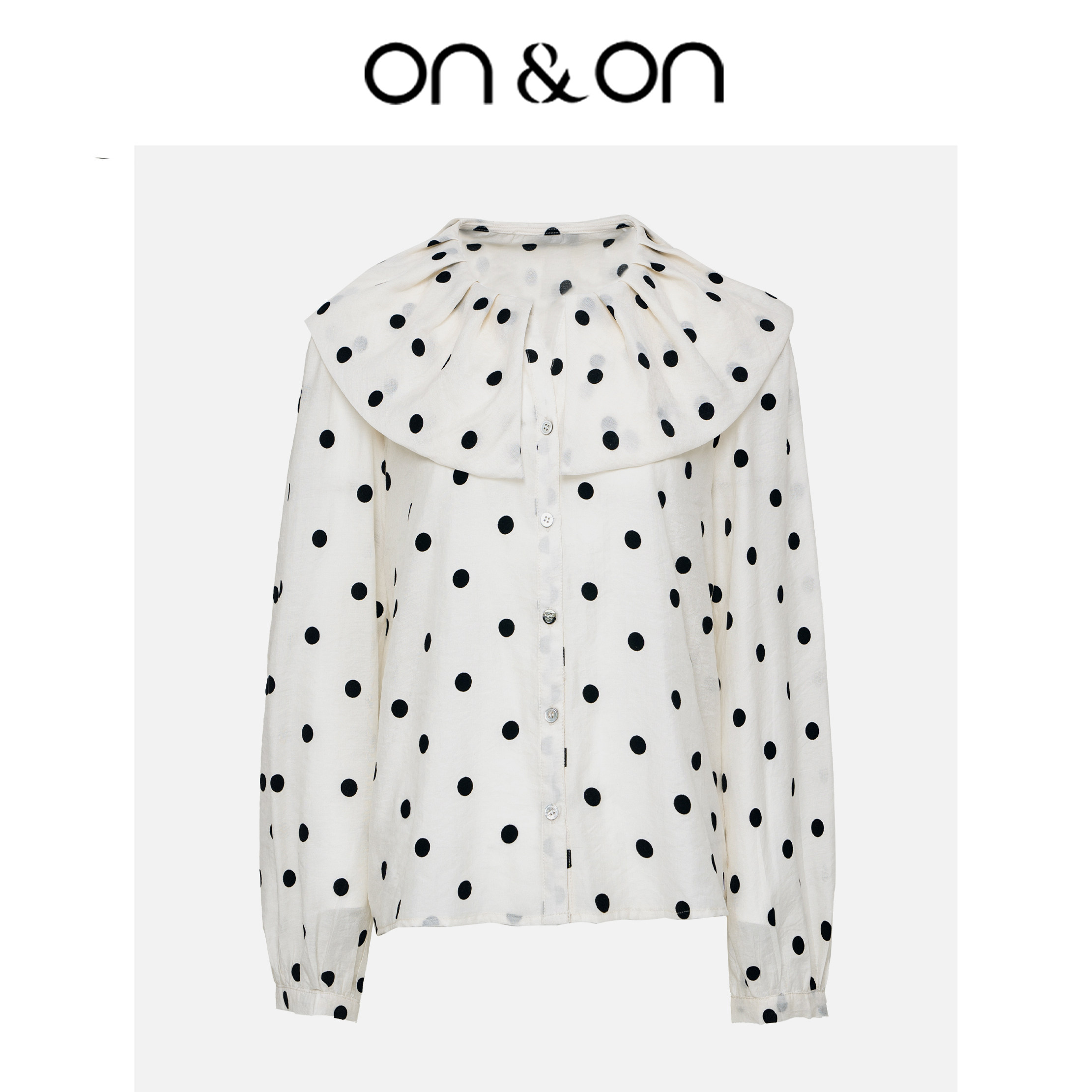 ON＆ON/安乃安2026春新款韩系时尚洋气波点娃娃领长袖衬衫女