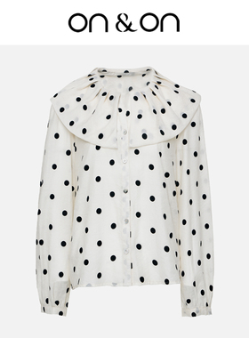 ON＆ON/安乃安2026春新款韩系时尚洋气波点娃娃领长袖衬衫女
