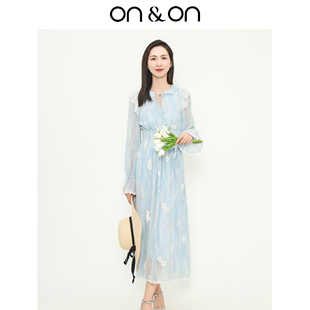 荷叶边打揽收腰轻薄度假风防晒连衣裙 新款 ON＆ON 安乃安2025秋季