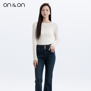 百搭烫钻针织修身 ON＆ON 韩系圆领时尚 新款 毛衣女 安乃安2025冬季