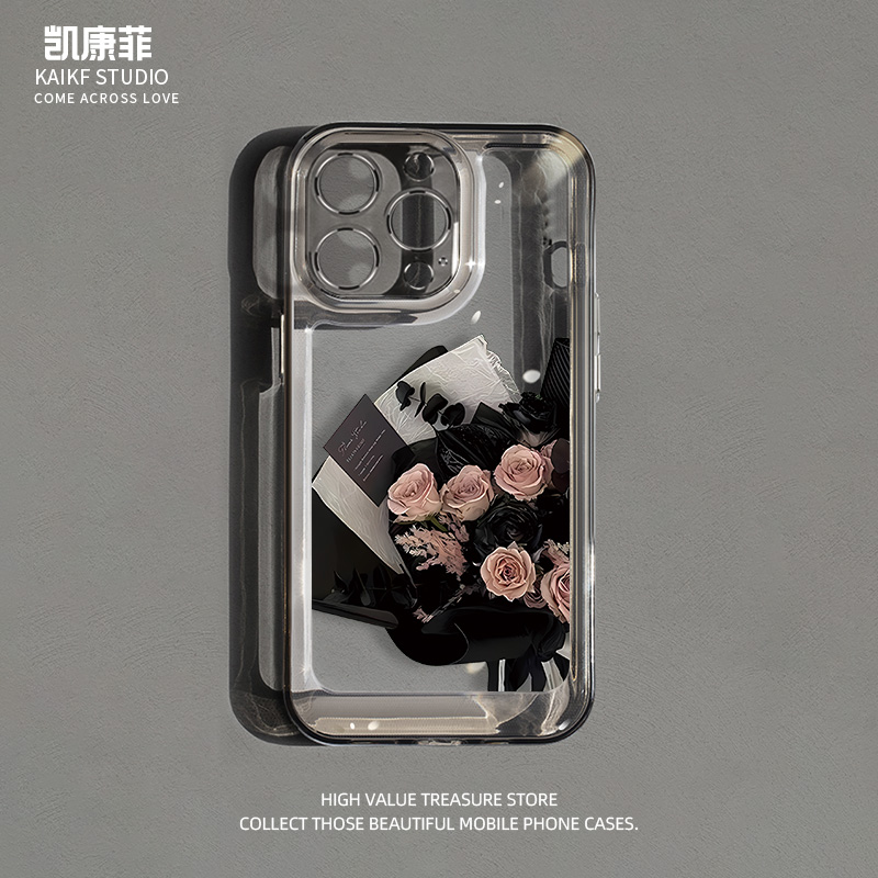 2025新款适用苹果15promax的手机壳iPhone17玫瑰花束14小众14pro高级感13网红爆款12女11全包镜头plus透明16