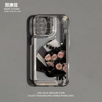 2025新款适用苹果15promax的手机壳iPhone17玫瑰花束14小众14pro高级感13网红爆款12女11全包镜头plus透明16