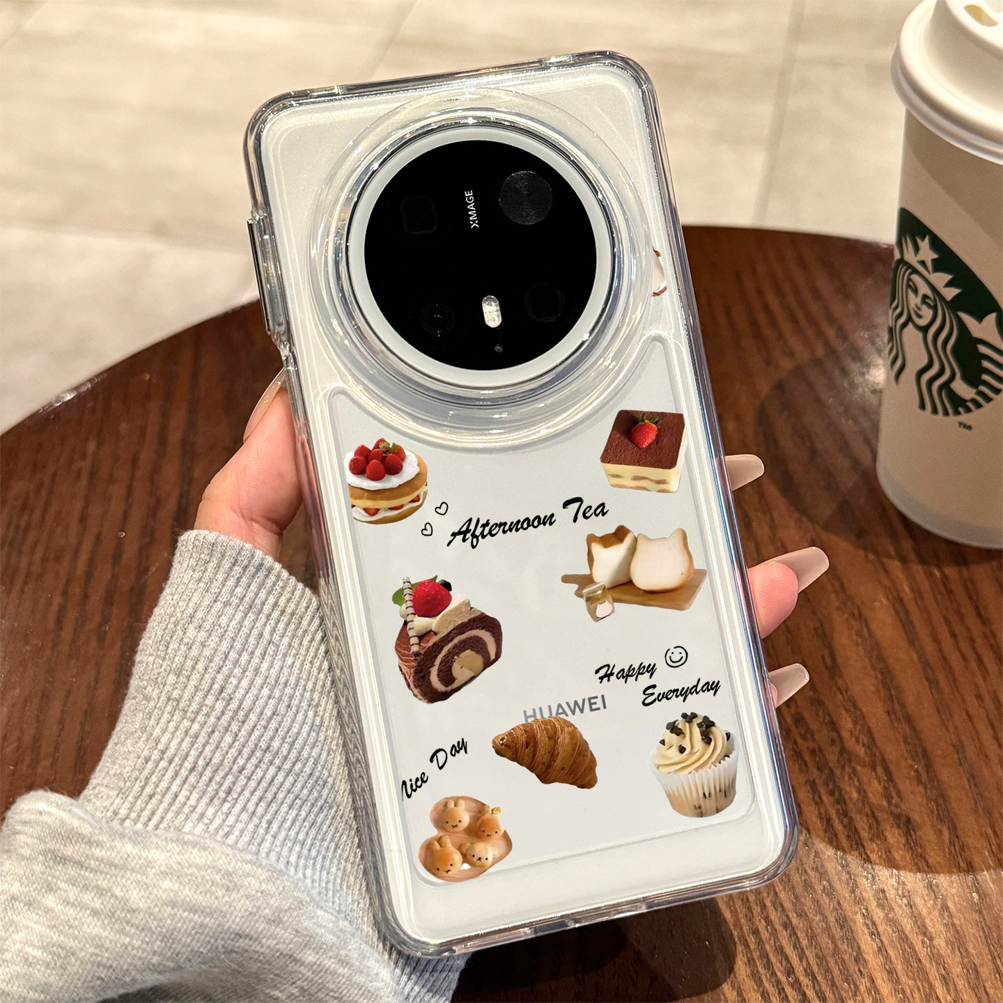 适用华为mate70pro+时尚女款手机壳下午茶甜品mt70全包防摔meta60por新款高级感50e小众透明保护套40epro外壳