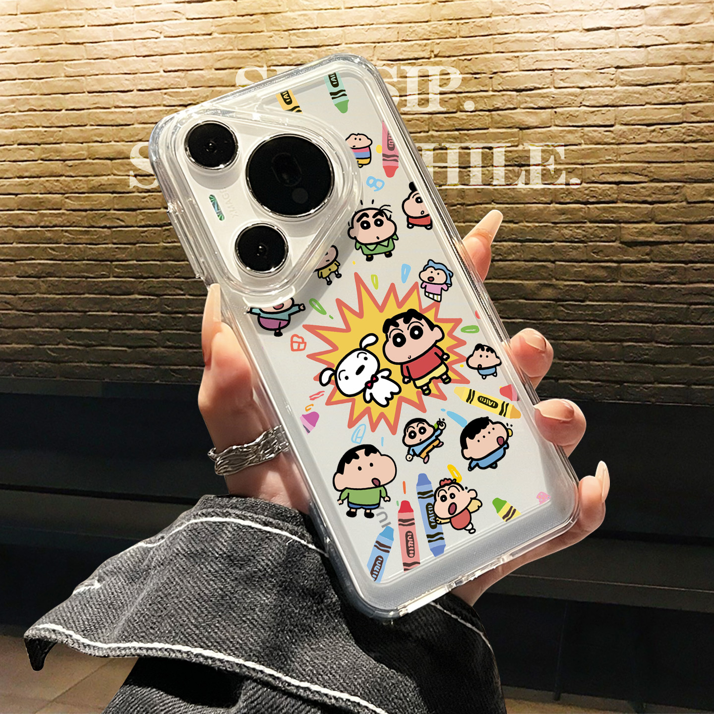 适用华为pura80pro+新款手机壳爆炸蜡笔小新p80ultra高级感女款pura70全包防摔p70保护套p60卡通外壳p50透明