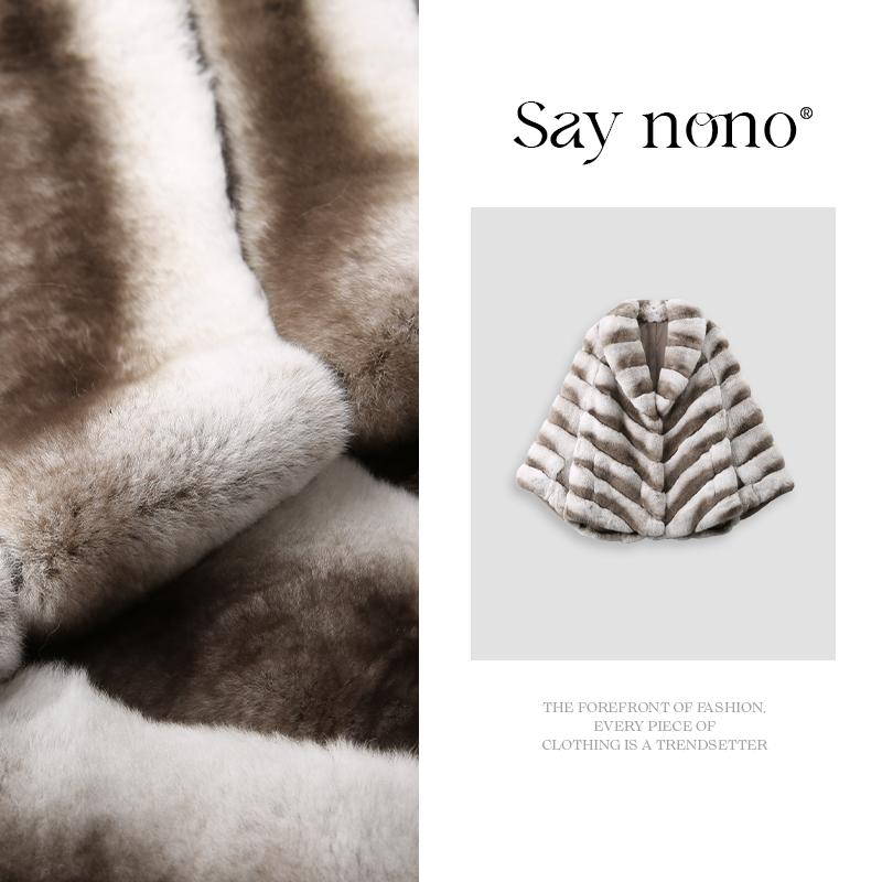 懒猫nono│ 蝙蝠袖翻领獭兔毛皮草外套/XXLXH628图片