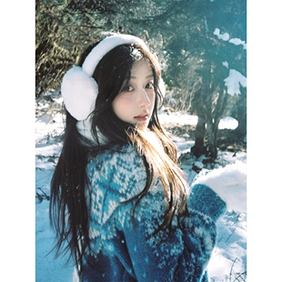 东北旅游毛茸保暖耳罩女白色简约防寒耳包冬骑车防冻可爱耳捂耳套