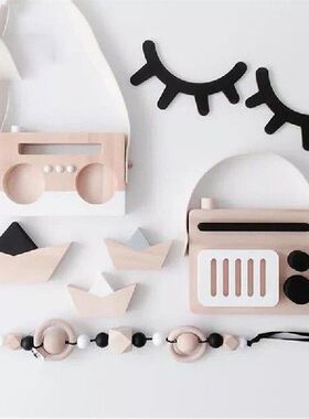 极速1 Pair Nordic Style Cute Wooden 3D EyelasRh Wall Sticker