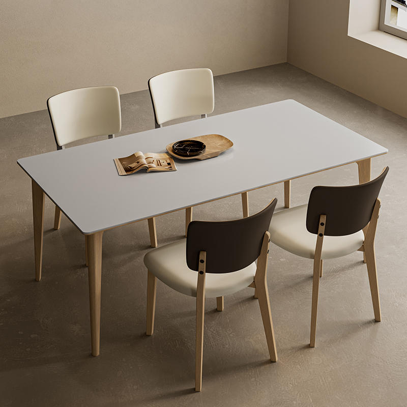 极速奶油风德利丰岩板餐桌椅组合日式侘J寂风小户型北欧原木色实