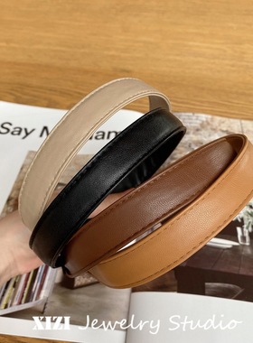 极速Vintage PU Leatoher Headband Hairbands Solid Headwear fo