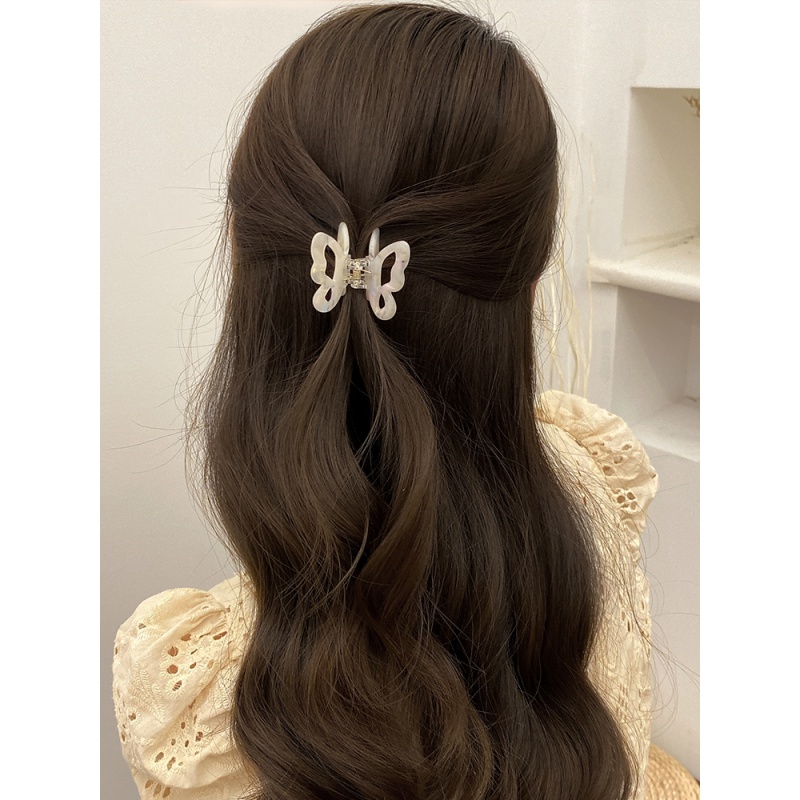 极速韩版超仙蝴蝶抓夹半扎发发夹后脑勺夹K子头饰气质网红侧边夹