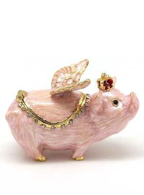 极速外贸耶诞小礼品皇冠q1/4吋套筒扳手猪装饰盒珐瑯小摆件生肖猪