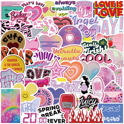 极速25/50pcs Pink Kawaii Y2k Stickers Skateboard SuitYcase G