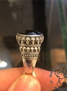 极速Thomas Sanbo 汤玛士 纯银 玛瑙 骷髅头 戒指 TR2005