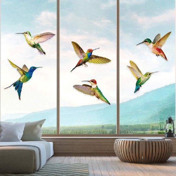 极速6 Pcs Lrge Size Bird Window Clings AntMi-Collision Windo