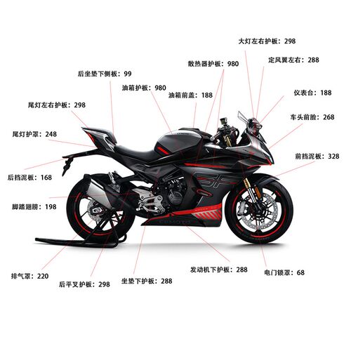 新品适用450SR 碳纤维纹水x转印全车外壳改件定风翼挡泥板排气盖