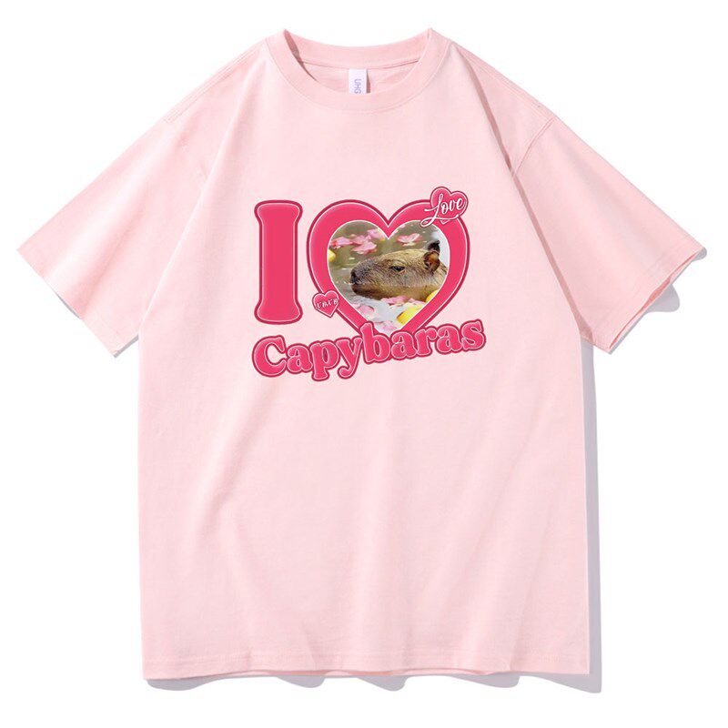 极速I Love Capybkaras Print Men Women Fashion Casual Loose T