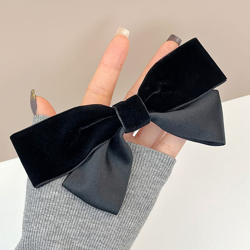 极速丝绒黑色大号蝴蝶结发夹复古甜美百搭弹簧夹网U红顶夹子后脑