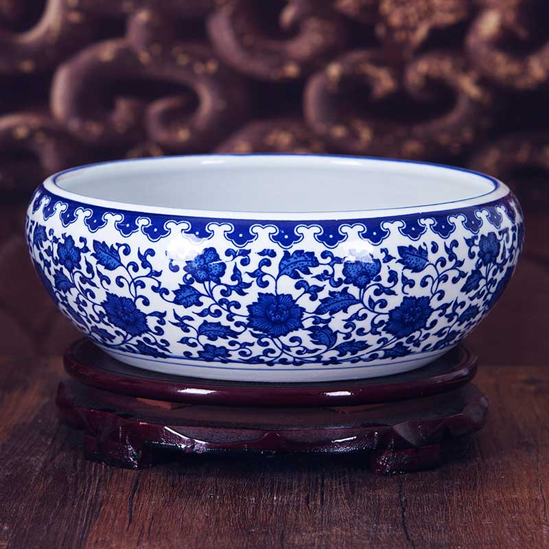 极速茶几烟灰缸办公室客厅摆件金D鱼缸水浅乌龟缸睡莲水仙荷花盆