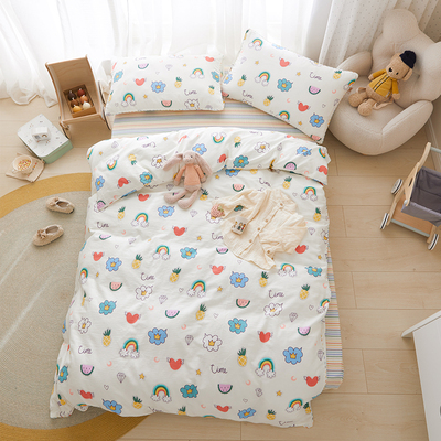 极速儿童床品全棉双层纱四件套被套夏季I男孩女孩小孩被子床上用