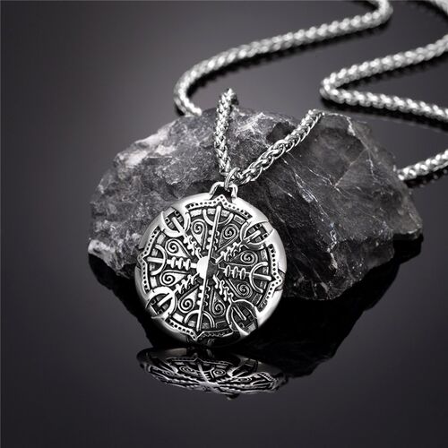 极速Never Fade Norse Compass Gzold Color Necklace Men Viking