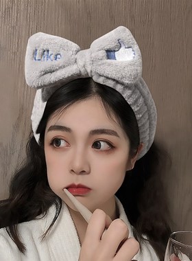 极速New Wash Face Coral Fleece Hairbands Soft Bow ULIKE Head