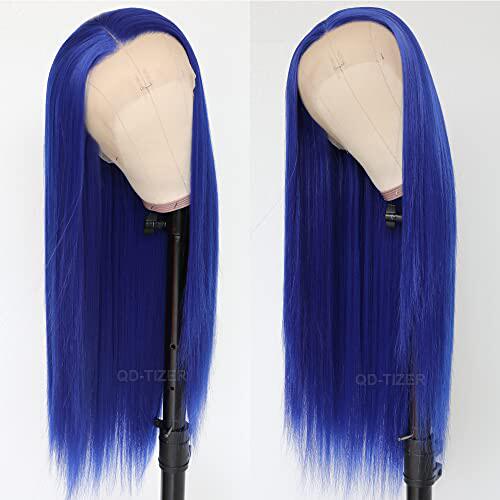 极速QD-Tizeer Blue Lace Front Wigs for Fashion Woman Long St