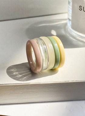 极速colour ringsu women韩国东大门彩色树脂素圈戒指指环女